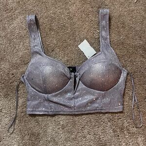 Light purple sparkly crop top from Akira! Never worn still has tags!!